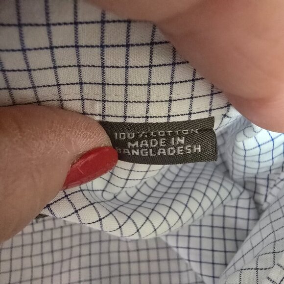 KENNETH COLE REACTION MENS LONG SLEEVE BUTTON DOWN WHITE AND BLUE PLAID SIZE XL - Picture 6 of 7